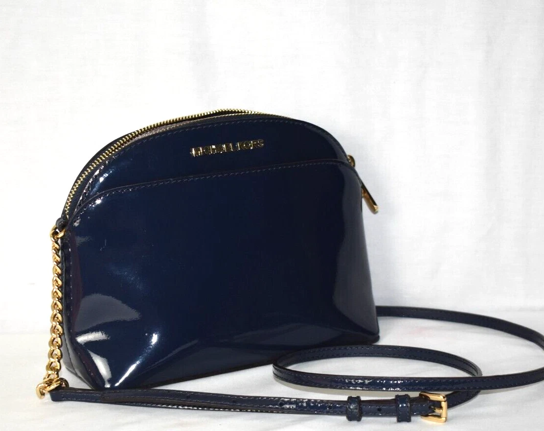 Michael Kors Jet Set Emmy Leather Dome Crossbody Bag Medium - BLUE