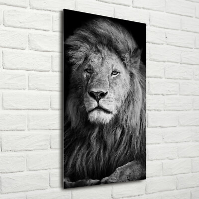 Wand-Bild Kunstdruck aus Acryl-Glas Hochformat 70x140 Löwe Porträt