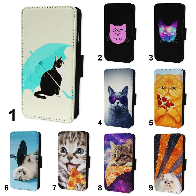 Funny Cat Designs Flip Phone Case Cover Wallet Fits Iphone 6 7 8 X 11