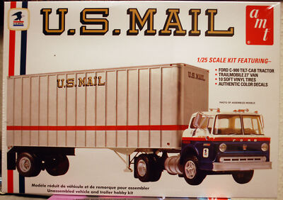 Ford C 600 Tilt Cab Tractor w. 27' Trailmobile Van US Mail 1:25 AMT 1326