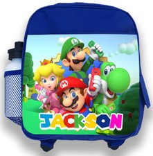 Personalised Kids Blue Backpack Any Name Super Mario Boys Childrens School Bag 2