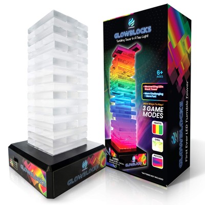 Glowblocks Light-Up Tumbling Tower Game, First Ever LED Building Blocks Stack...