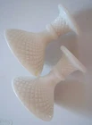 PAIR Vintage 1955 CANDLE HOLDERS White Milk Glass Diamond Hobnail LIKELY FENTON
