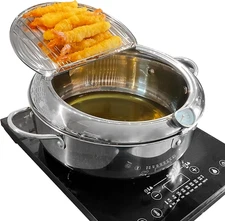 Deep Fryer Pot (°F), 11"/4.4Qt (4.2 L) Extra Large Tempura Frying Pot with Lid,