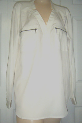 NWT BANANA REPUBLIC WHITE LONG SLEEVE BLOUSE  SIZE L $59.99