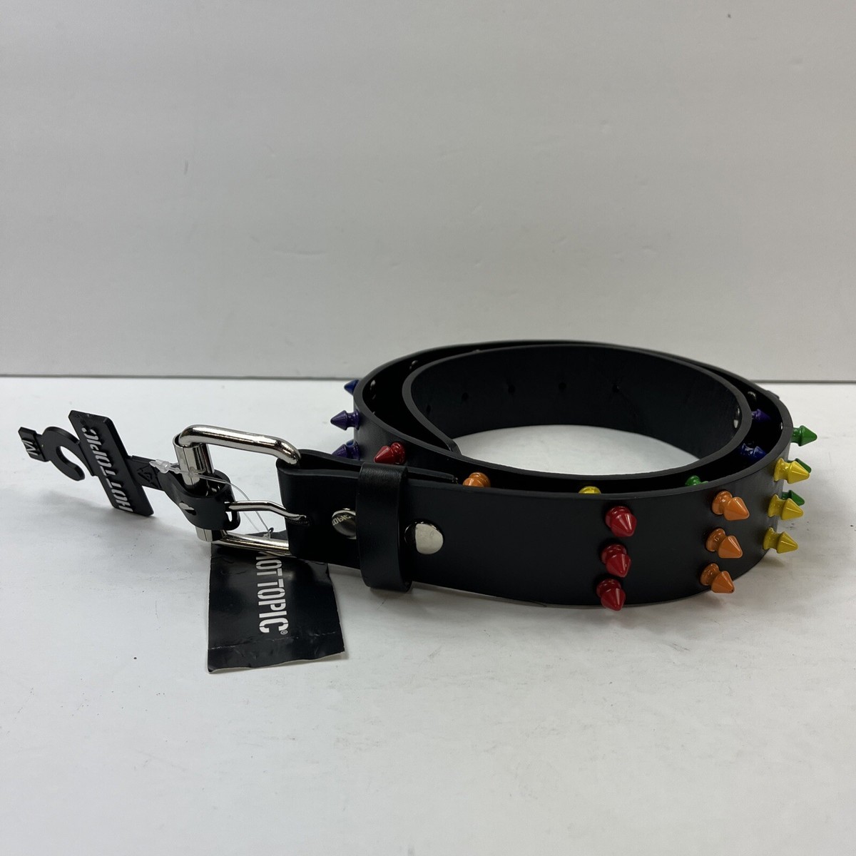 HOT TOPIC Belt Rainbow Multi Colored Row Spike Belt SZ M 38 inches NWT  Punk - Main Image