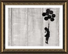 Girl With Balloon Flying West Bank by Banksy | Framed canvas | Wall art paint