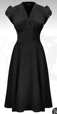 House Of Foxy xs Ebony Black Ava Tea Dress Vintage 30s 40s Retro Swing Pinup 8