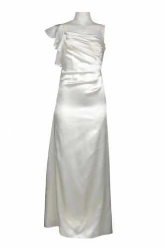 Hailey Logan One Shoulder Satin Gown Fits Size 7/8 9/10 Ivory Wedding NWT $159 - Picture 1 of 3