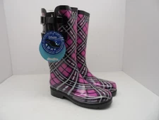 Puddletons Women's Cozy Classic Double Strap Rain Boot PCD01P Pink Plaid 11M