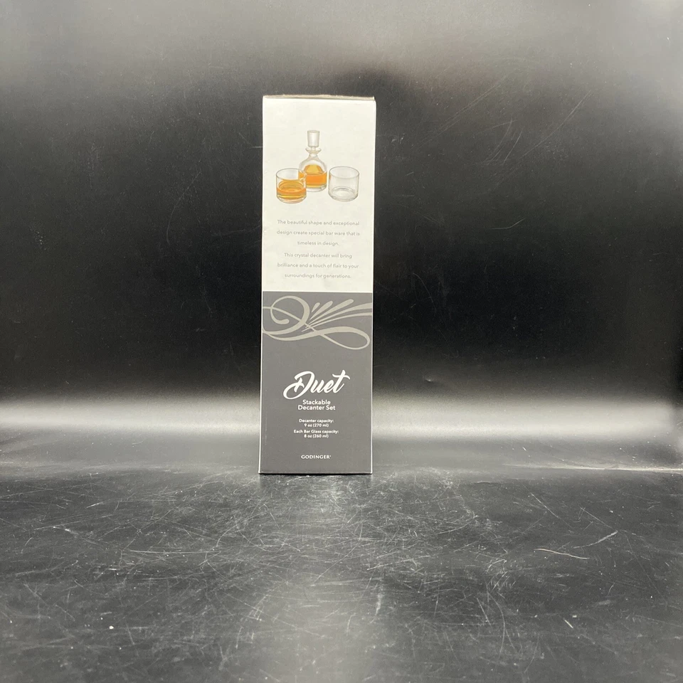 Godinger Duet Shannon crystal stacking decanter and glasses with box - Image 4 of 4