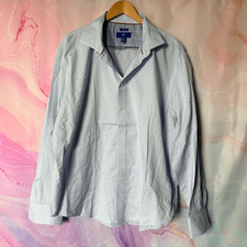 Egara XXL Non-iron Button Down Dress Shirt Blue White Textured Preppy Boardwalk