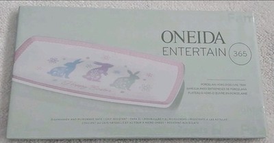 Oneida Easter Bunny Serving Tray Porcelain Platter 13'' Spring Decor