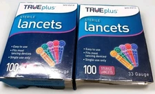 New Two Boxes Trueplus Sterile Lancets 33 Gauge 200 Count True plus 