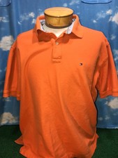 Tommy Hilfiger Polo Shirt Men XL Orange Short Sleeve Classic Fit C35