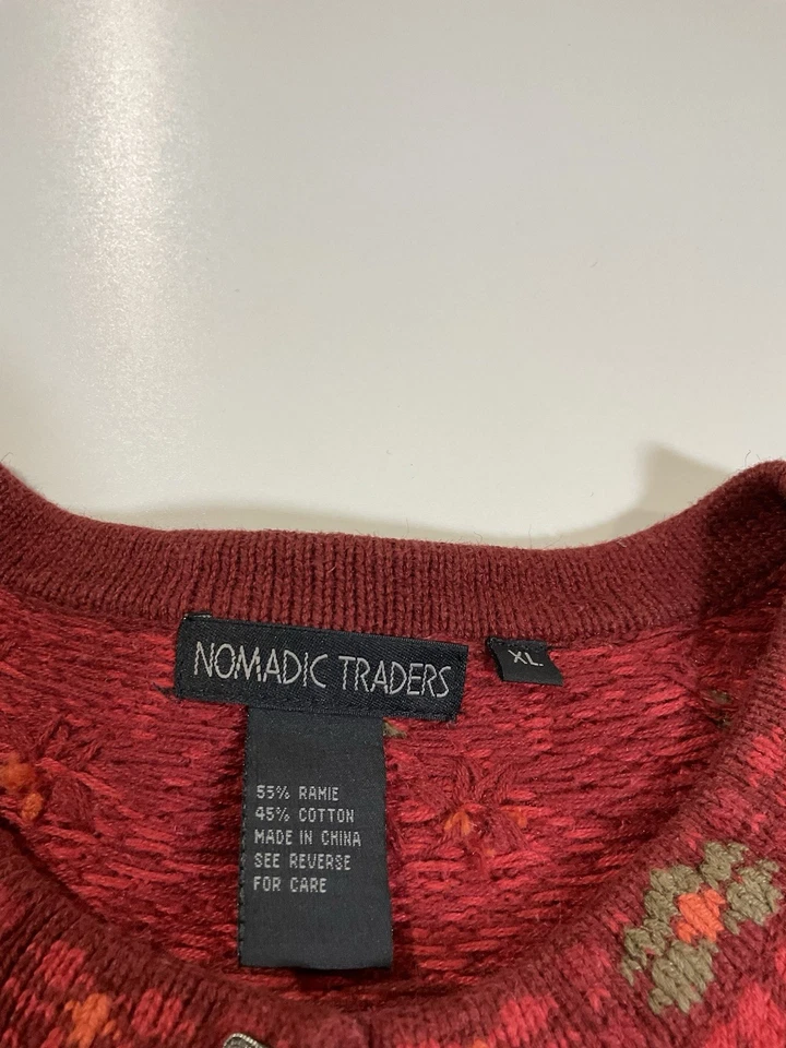 Cárdigan Floral Vintage Nomadic Traders Talla L Grueso Cottagecore Abuela Años 90 Foto 4 de 4