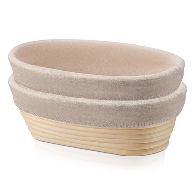 Bread Proofing Basket Set of 2, 10 inch Oval Sourdough Proofing Bowls with Li...