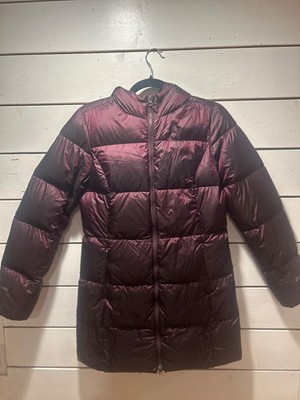 Eddie Bauer EB550 Luna Peak Down Parka Womens SMALL Hooded Puffer Jacket Purple