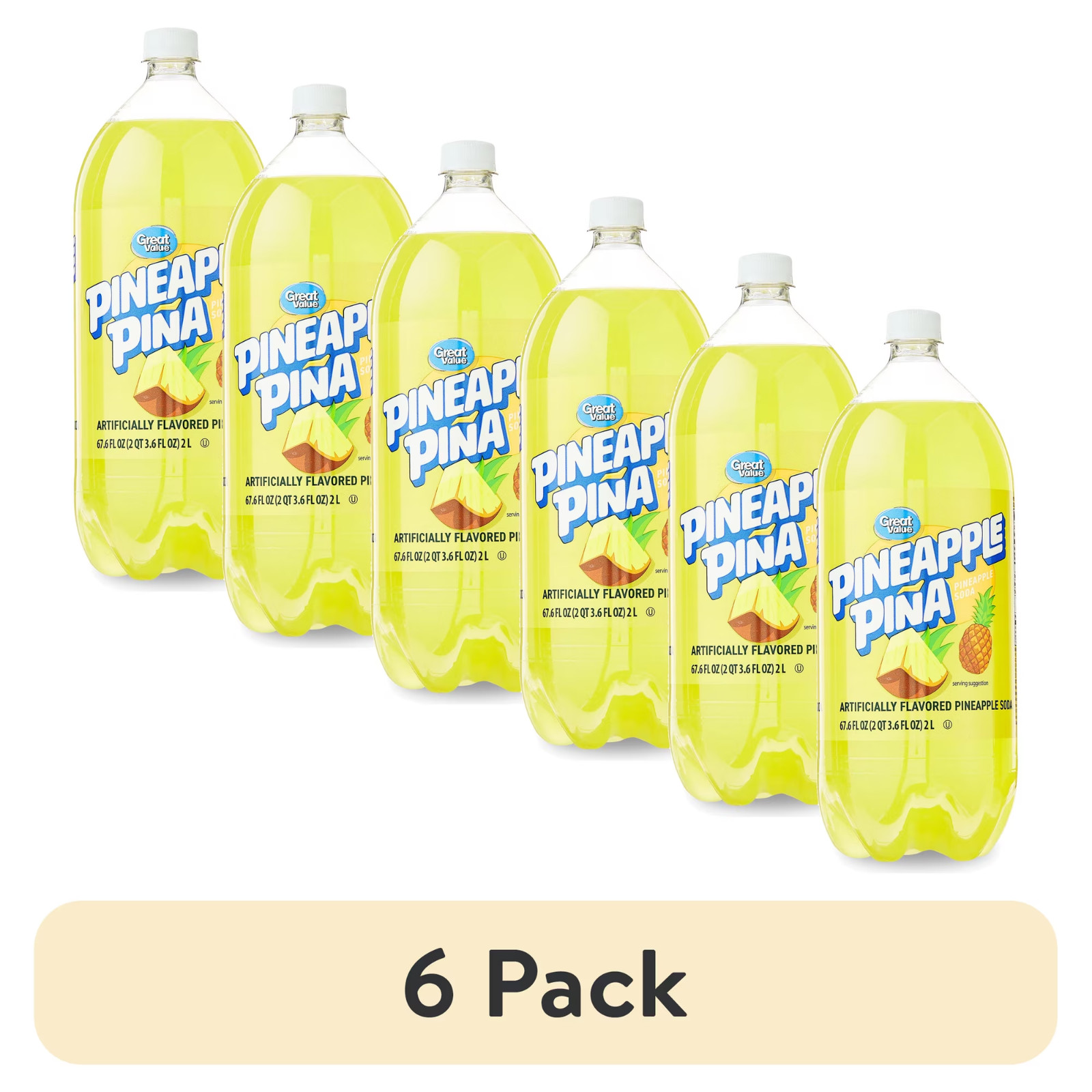 (6 pack) Great Value Pineapple Soda, 2 Liter Bottle...
