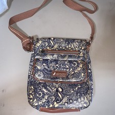 Sakroots Crossbody Spirit Desert Artist Bag Navy/Brown Adjustable Coated Canvas