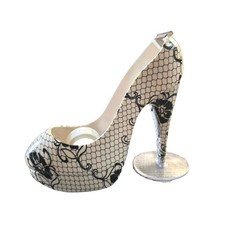 Scotch Magic Tape High Heel Shoe Stiletto Tape Dispenser White With Flowers