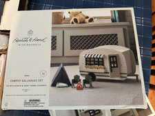 Camper Dollhouse Hearth & Hand Magnolia Wood Cloth 16 Pieces Tent Chairs Table