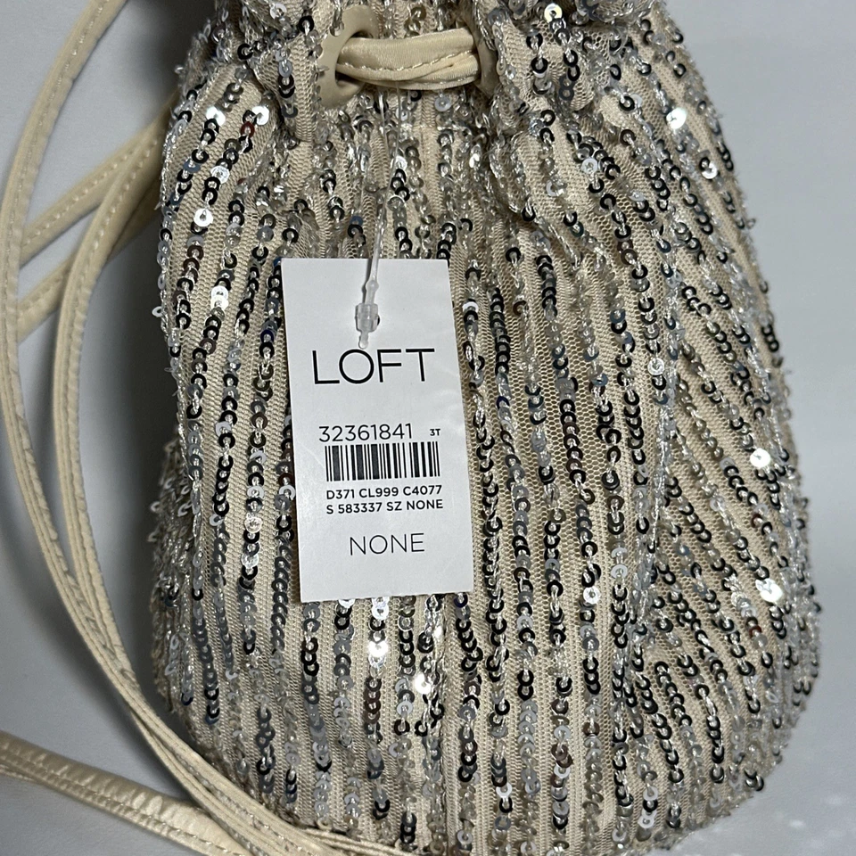 Cartera Loft Lentejuelas Cordón Crema Nueva con Etiquetas Fiesta Nunca Usada Foto 4 de 4