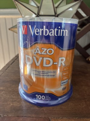 Verbatim AZO DVD-R 16x Speed 4.7GB 120 Min: 100 Pack (95102)  NEW in Packaging