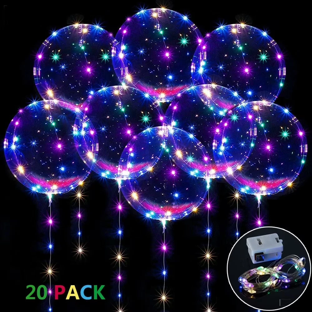 20 In LED Light Up Bobo Balloons 10/20/30 Pack Party Decoration Set