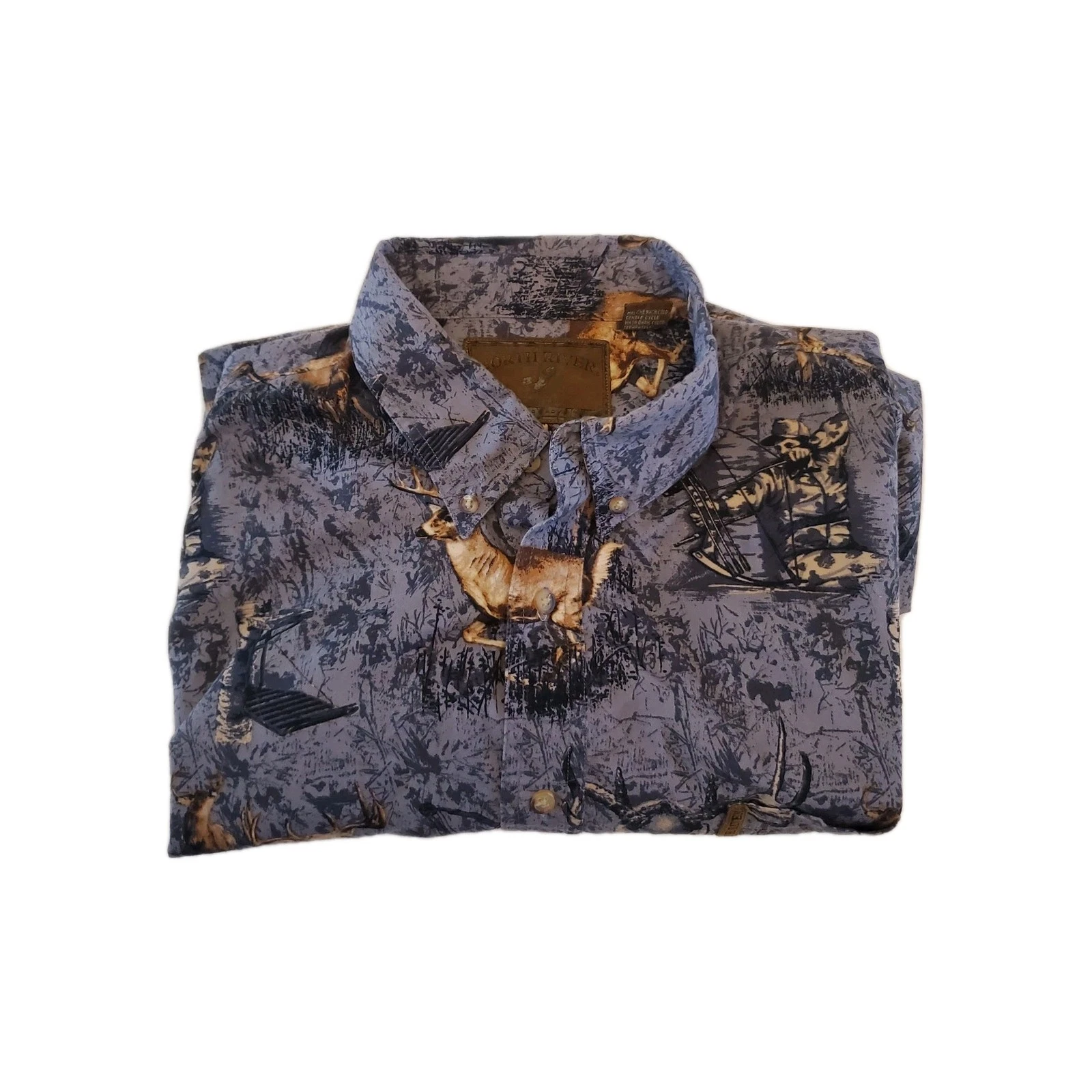 Natural Issue Mens Shirt XL Deer /Bowhunter Print Button Up Long Sleeve Cotton
