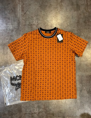 #ad MCM MEN Tshirt Black Brown XL Designer Streetwear Luxury Bold Allover Monogram $230.00