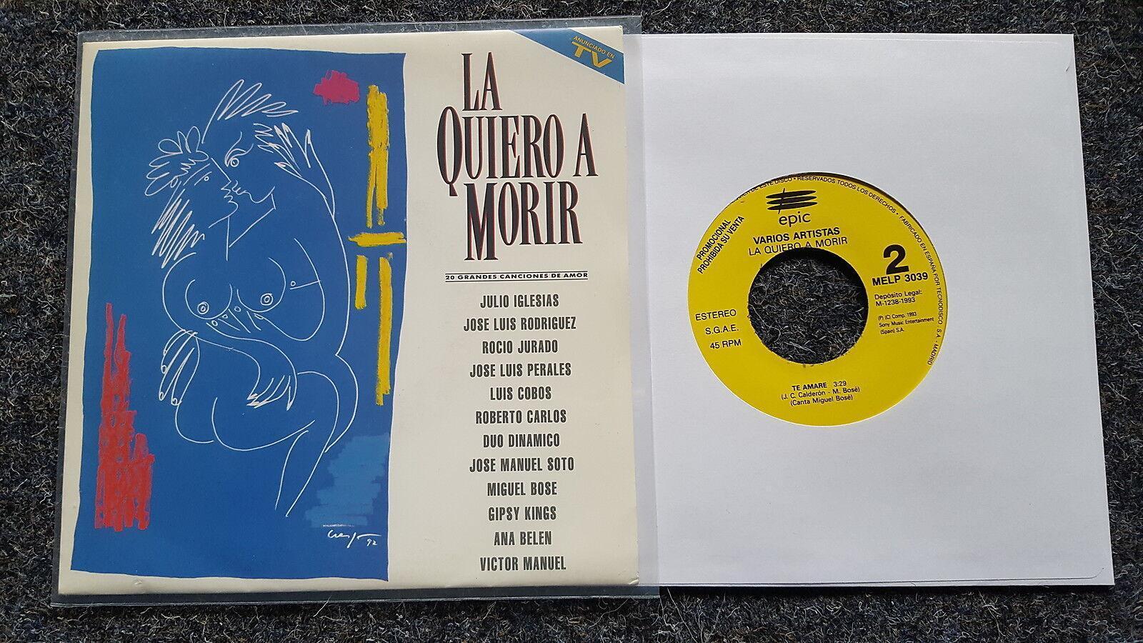 7"" Single Vinyl Miguel Bose/ Jose Luis Rodriguez - Te amare SPAIN PROMO