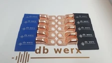 (10) 2/0(oversized 1/0 car audio wire) Copper Lugs w/ Black/Blue Heat Shrink