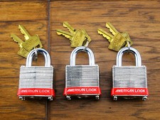 Qty. 3 - American Lock AL3 Laminated Padlock Red Made in USA *NO BOX* Free Ship