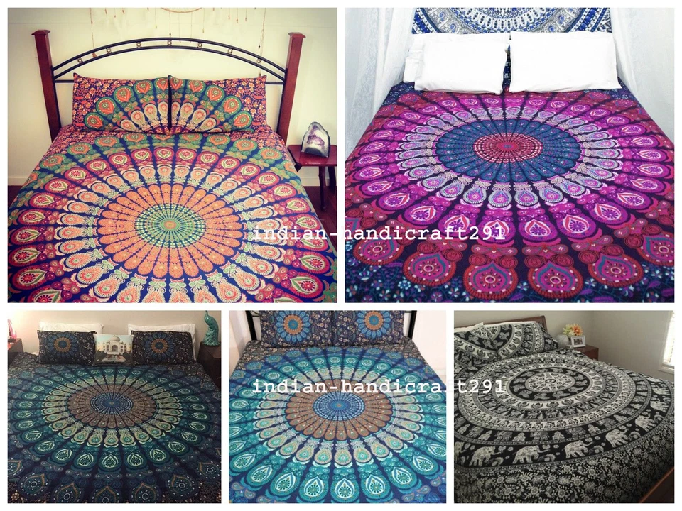 Indian Hippie Bedding Set Double King Size Cotton Mandala Duvet Quilt Cover - Image 3 of 3