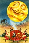 Halloween Moon Bats, Witches by vintage art