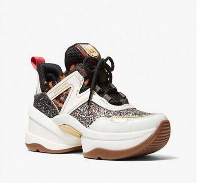 Kors Olympia Michael Kors Black Glitter Tennis Shoes Brand New