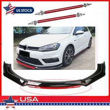 For Volkswagen VW Golf Front Bumper Lip Splitter Spoiler Glossy Black+ Red