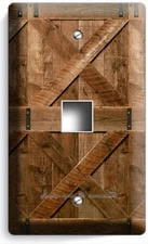 RUSTIC WOOD RANCH BARN DOOR STYLE LIGHT SWITCH OUTLET PLATE LOG CABIN HOME DECOR