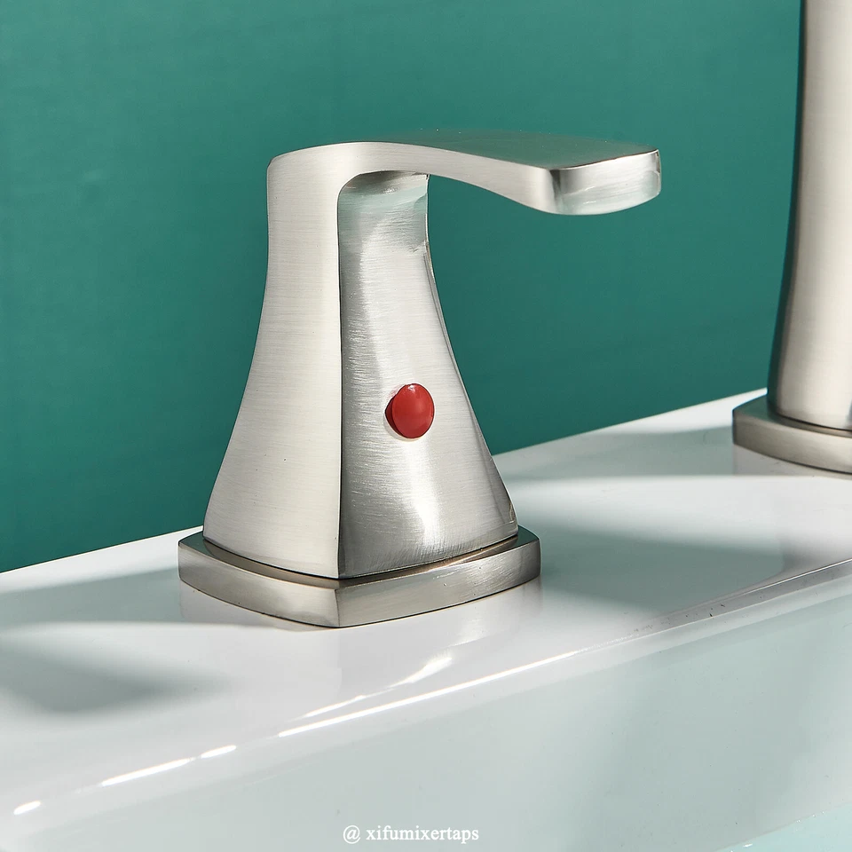 "Grifo de lavabo de baño de cascada de 8"" mezclador de tocador de níquel cepillado de 3 orificios" Foto 4 de 4