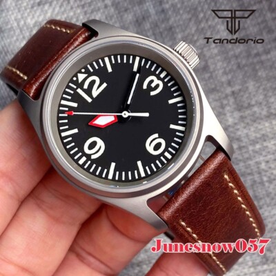 Tandorio 36MM Titanium 20ATM Black Dial NH35A Movement Men Watch Sapphire Glass