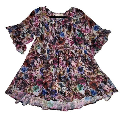 Jessica Simpson Maternity Bohemian Multicolor Floral Half Sleeve Tunic Top SizeM - Picture 9 of 11