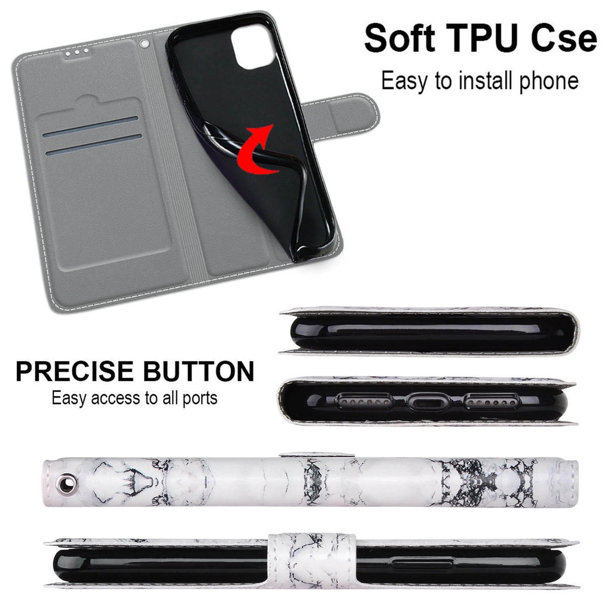 For OPPO A54 5G Luxury Case 3D Emboss Leather Wallet Holder Card Book Etui For O - Foto 6