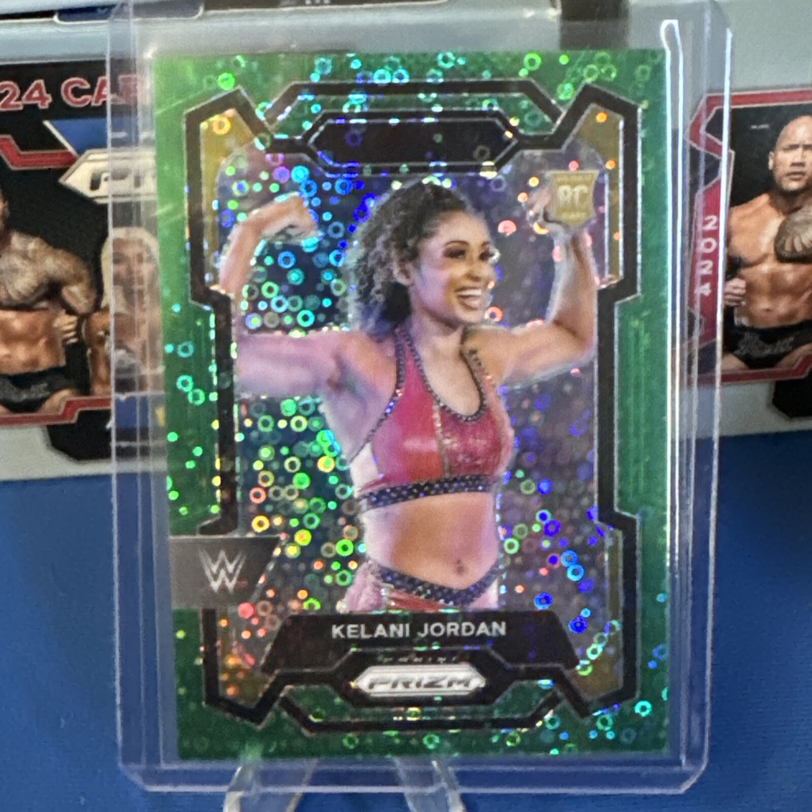 2024 Panini Prizm WWE Kelani Jordan Green Disco RC 42/49