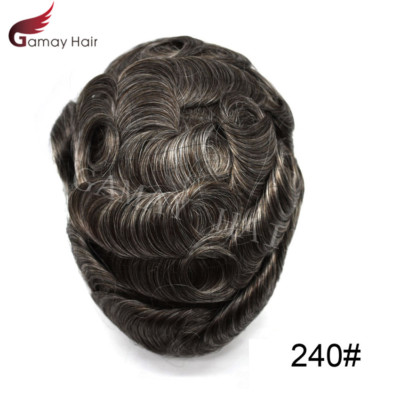 Mens Toupee Hairpiece Fine Mono Hair System Replacement Poly Skin Around Men Wig