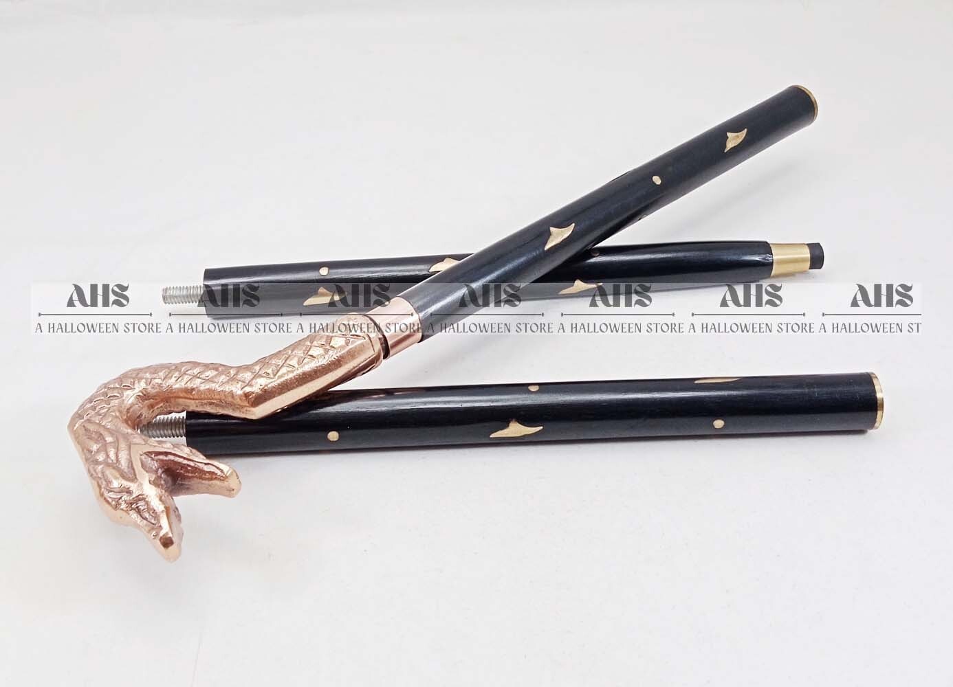 Nautical Solid Dragon Head Design Handle Wooden S… - image 3