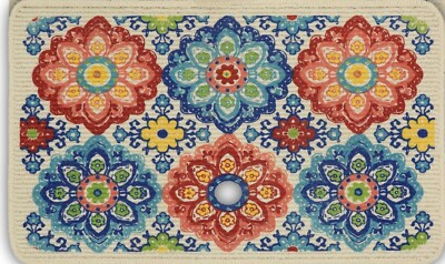 TEXTURED PRINTED KITCHEN RUG/MAT(nonskid)(18''x30'')FLOWERS MEDALLION #1,rect., MS