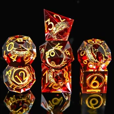 Ring DND Dice Set Sharp Edgeresin Dice,Golden Ring Inclusion Lord of the Rings D