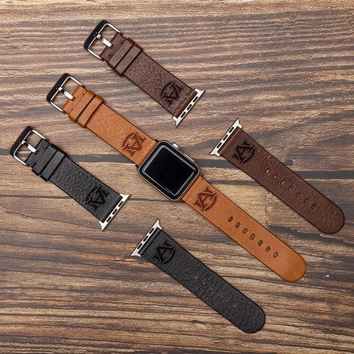 Auburn Tigers Leather Watch Band Compatible with Apple Watch - Picture 13 of 16