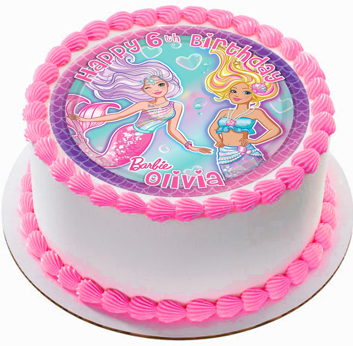 EDIBLE Barbie Mermaids Super-cheap Birthday free Wafer Personalized Topper 7 Cake